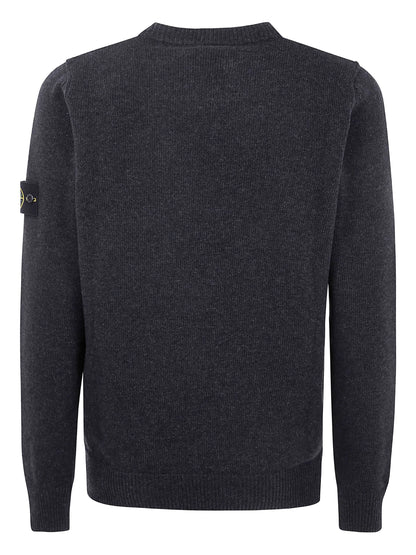 Stone Island Pull Col Rond Gris Foncé