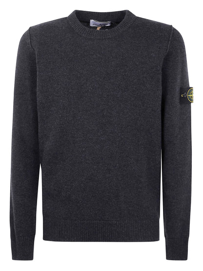 Stone Island Pull Col Rond Gris Foncé