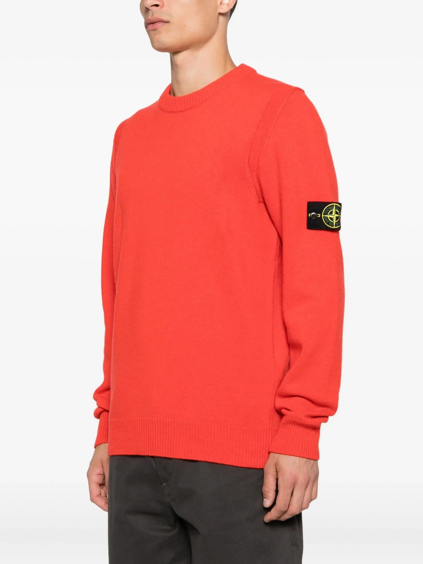 Stone Island Pull Col Rond Rouge