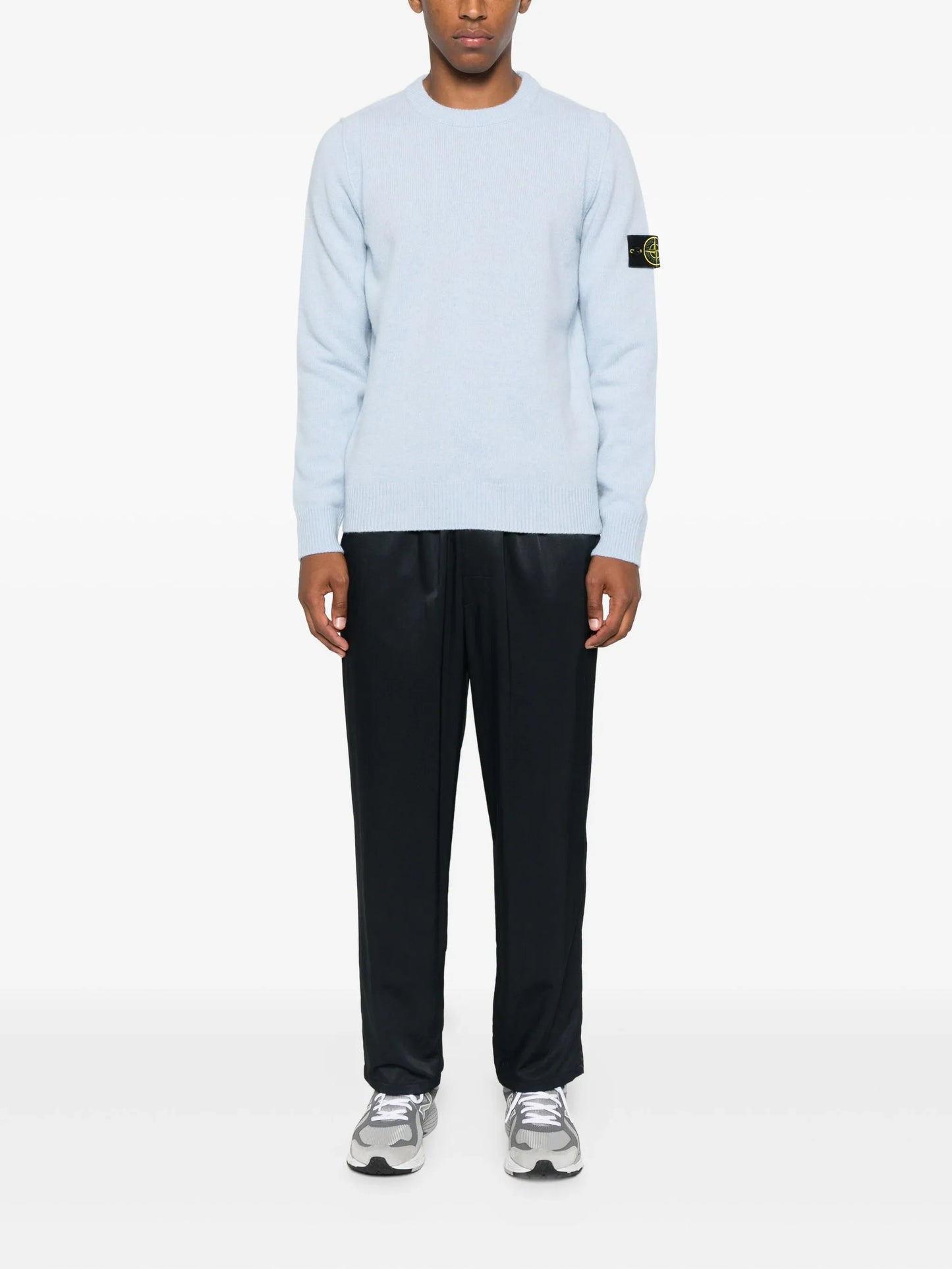 Stone Island Pull Col Rond Bleu