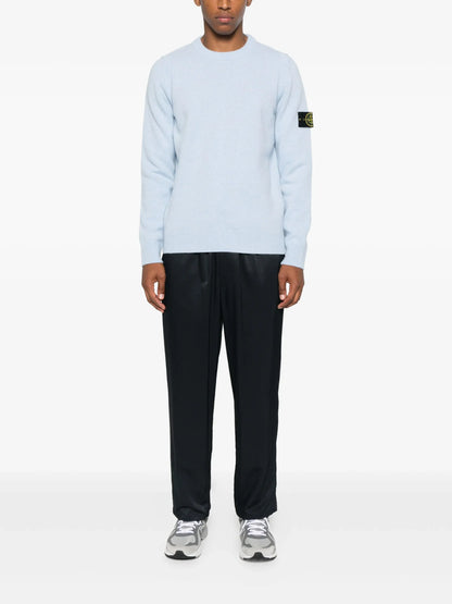 Stone Island Pull Col Rond Bleu