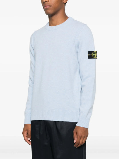 Stone Island Pull Col Rond Bleu