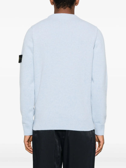 Stone Island Pull Col Rond Bleu