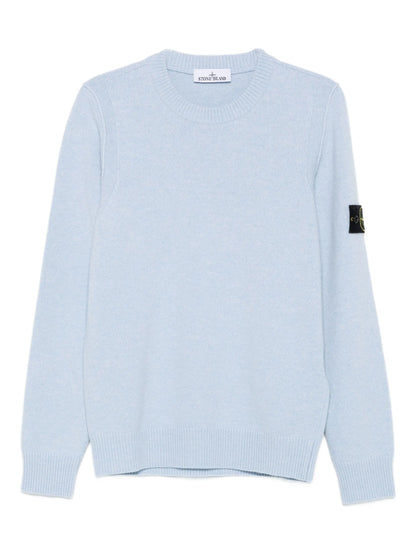 Stone Island Pull Col Rond Bleu