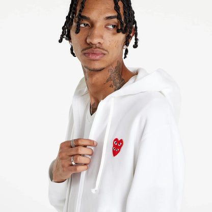 Sweat zippé CDG Avec Capuche Blanc