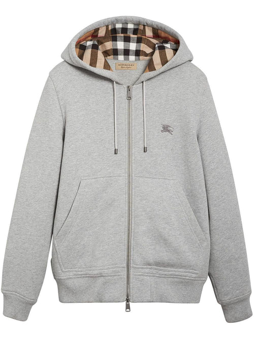 Sweat zippée Burberry à capuche à carreaux Gris