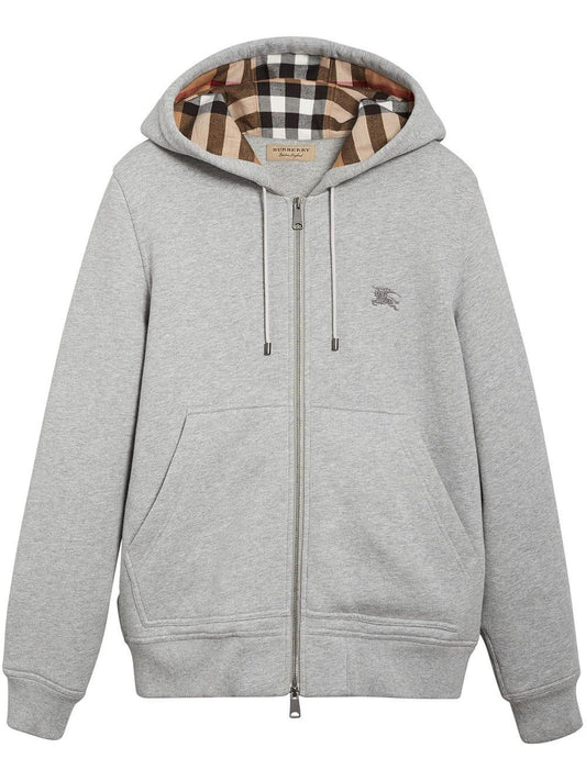 Sweat zippée Burberry à capuche à carreaux Gris
