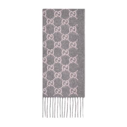 Bonnet Et Écharpe en jacquard de cachemire GG en Gris Claire