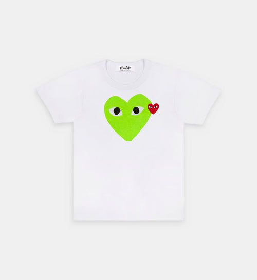 T-Shirt CDG Blanc Et Vert Fluo