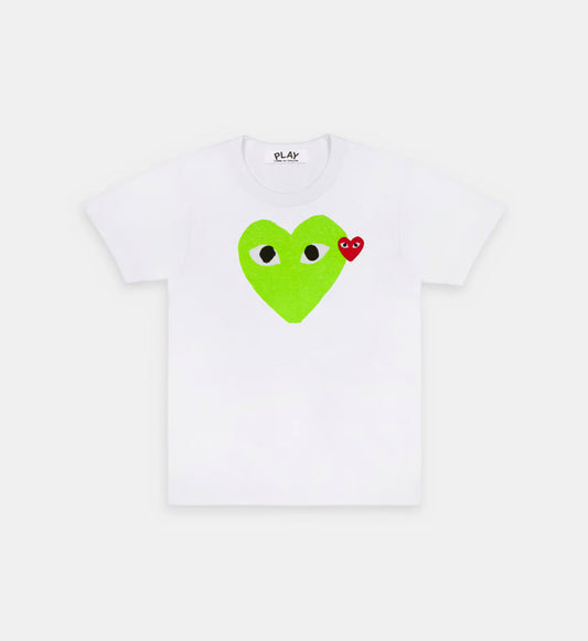 T-Shirt CDG Blanc Et Vert Fluo
